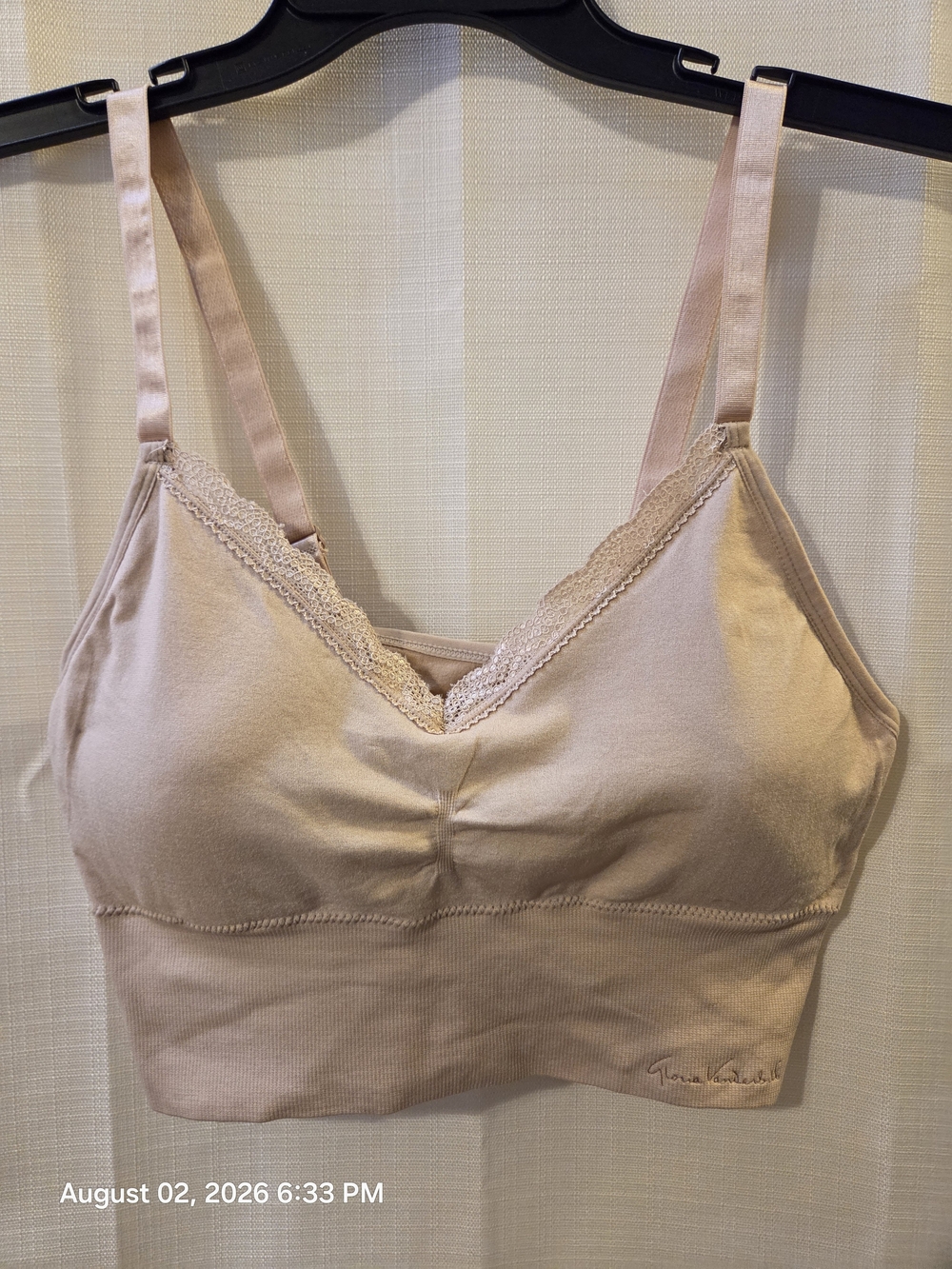 Gloria Vanderbilt Blush Cream Lace-Trim Wireless Bralette